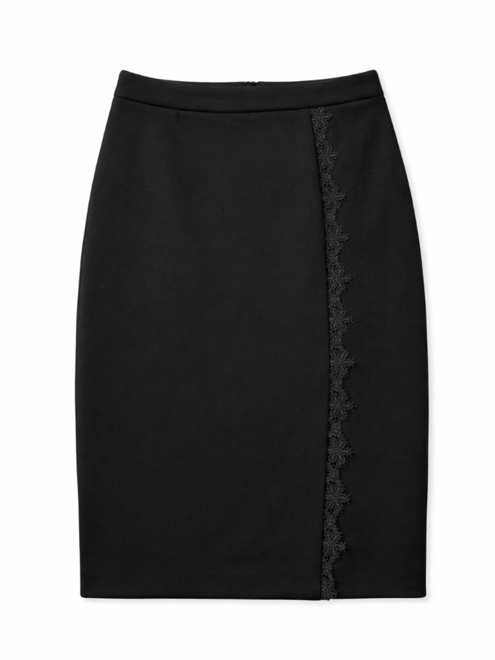 Tahari Women’s Black Pencil Skirt Size 2 Lace Trim Knee Length Elegant Office Wo - Picture 2 of 5